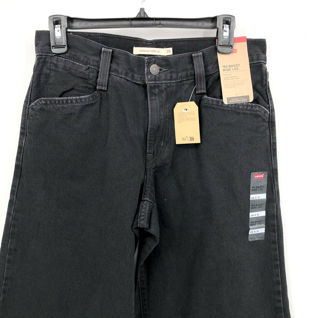 LEVI'S Womens '94 Baggy Wide Leg Jeans 28x31 US 6 Over Exposure Black NWT