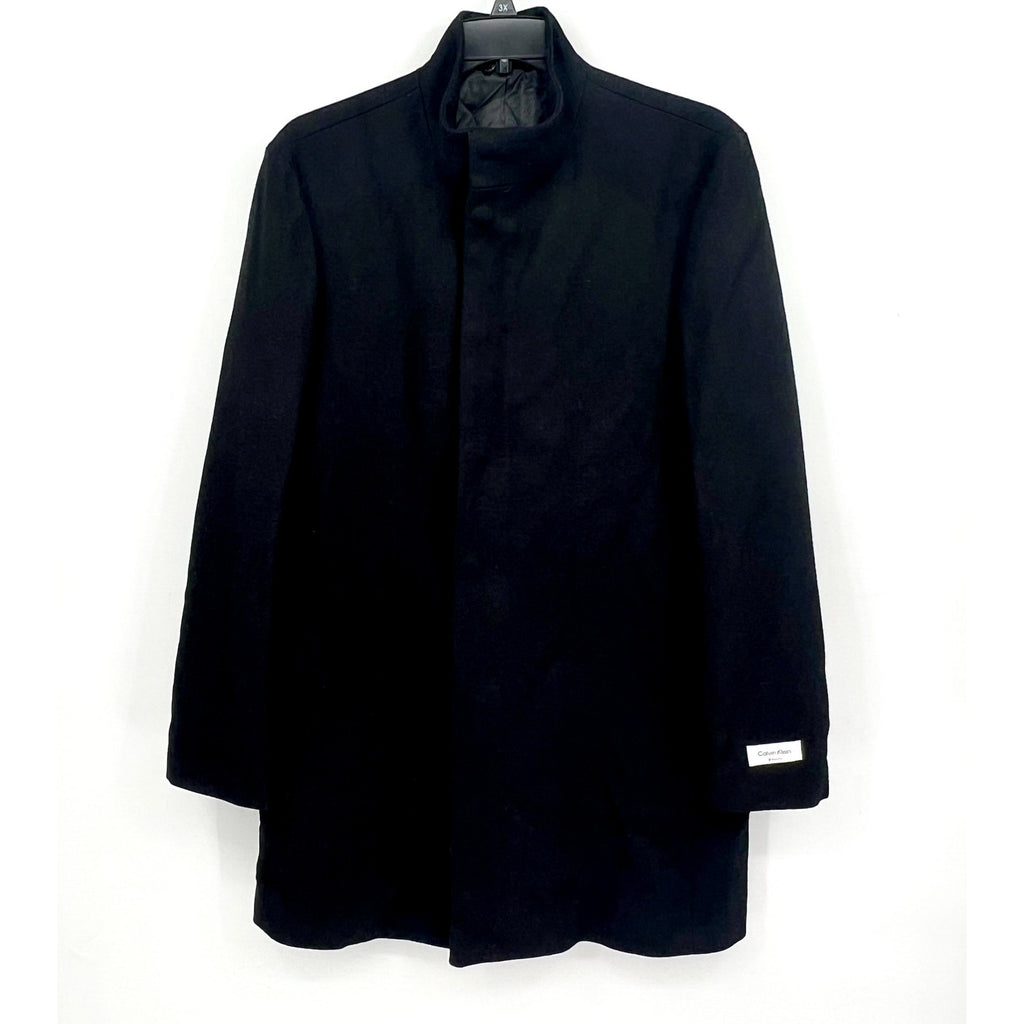 CALVIN KLEIN Men's Mayden Slim-Fit Overcoat 44R Black Wool Blend $495 NWOT