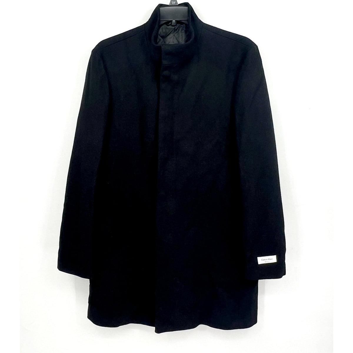 CALVIN KLEIN Men's Mayden Slim-Fit Overcoat 44R Black Wool Blend $495 NWOT