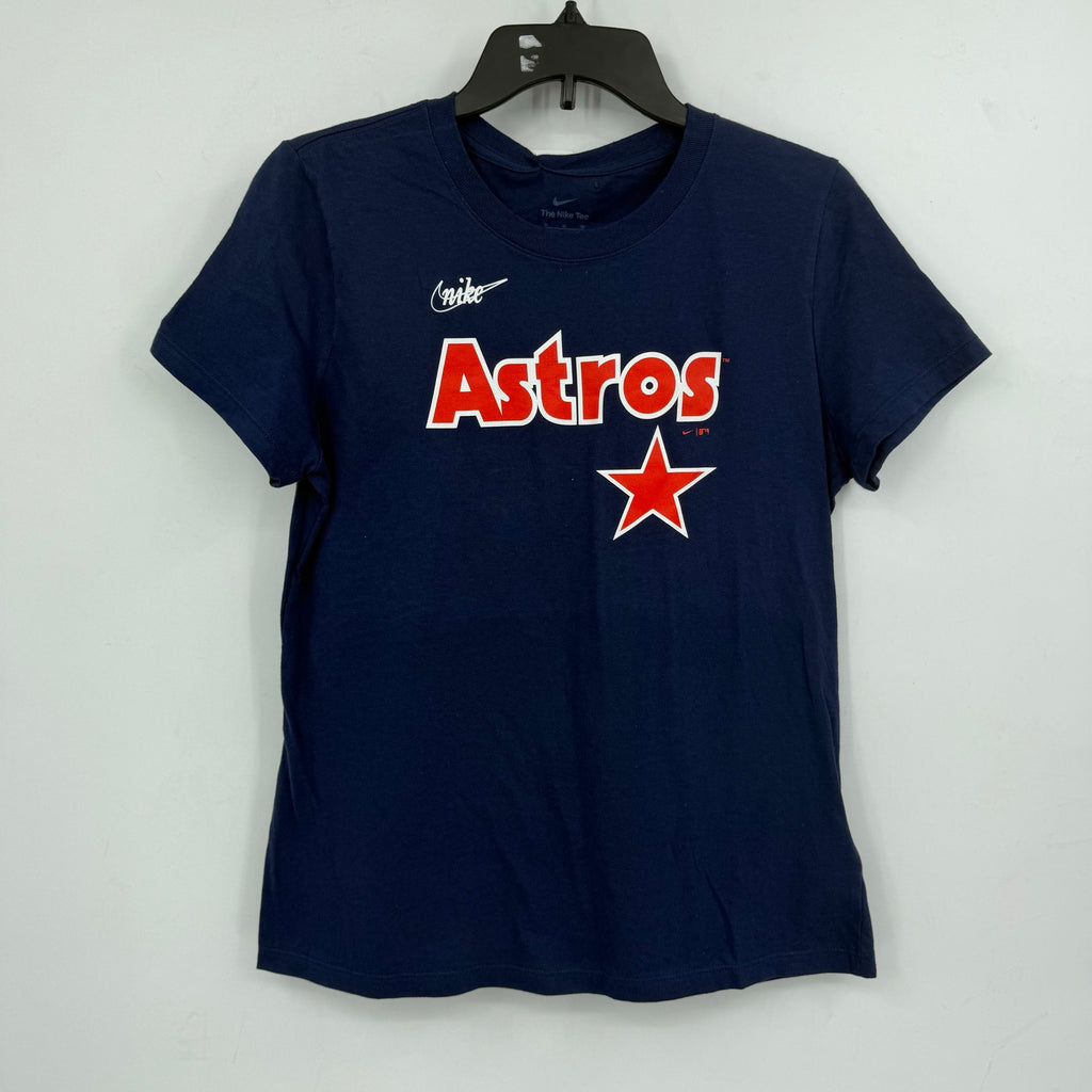 NIKE Women Houston Astros T-Shirt Medium Navy Blue Cooperstown Wordmark NWT