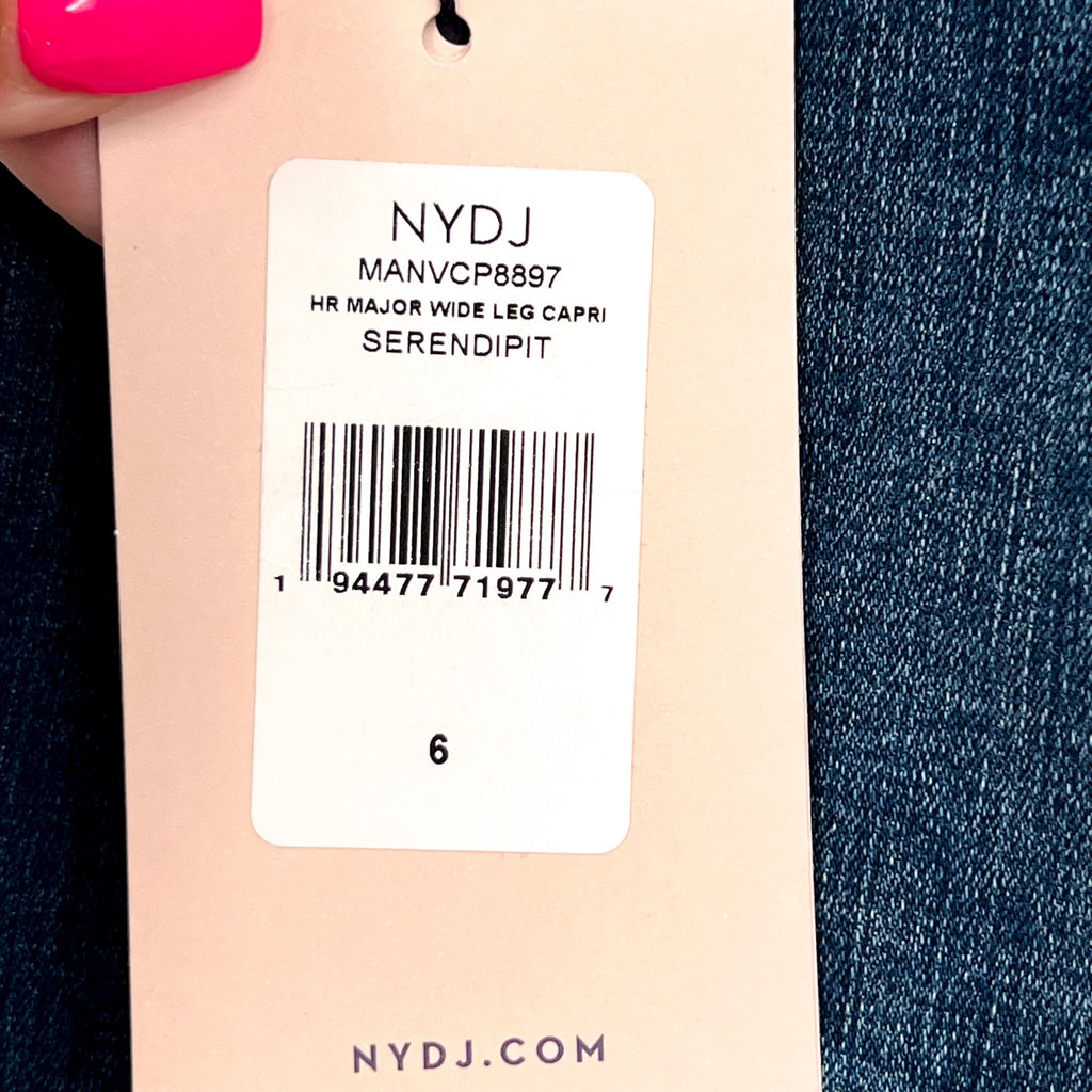 NYDJ Womens Major Wide Leg Capri Jeans Size 6 Serendipity Blue NWT