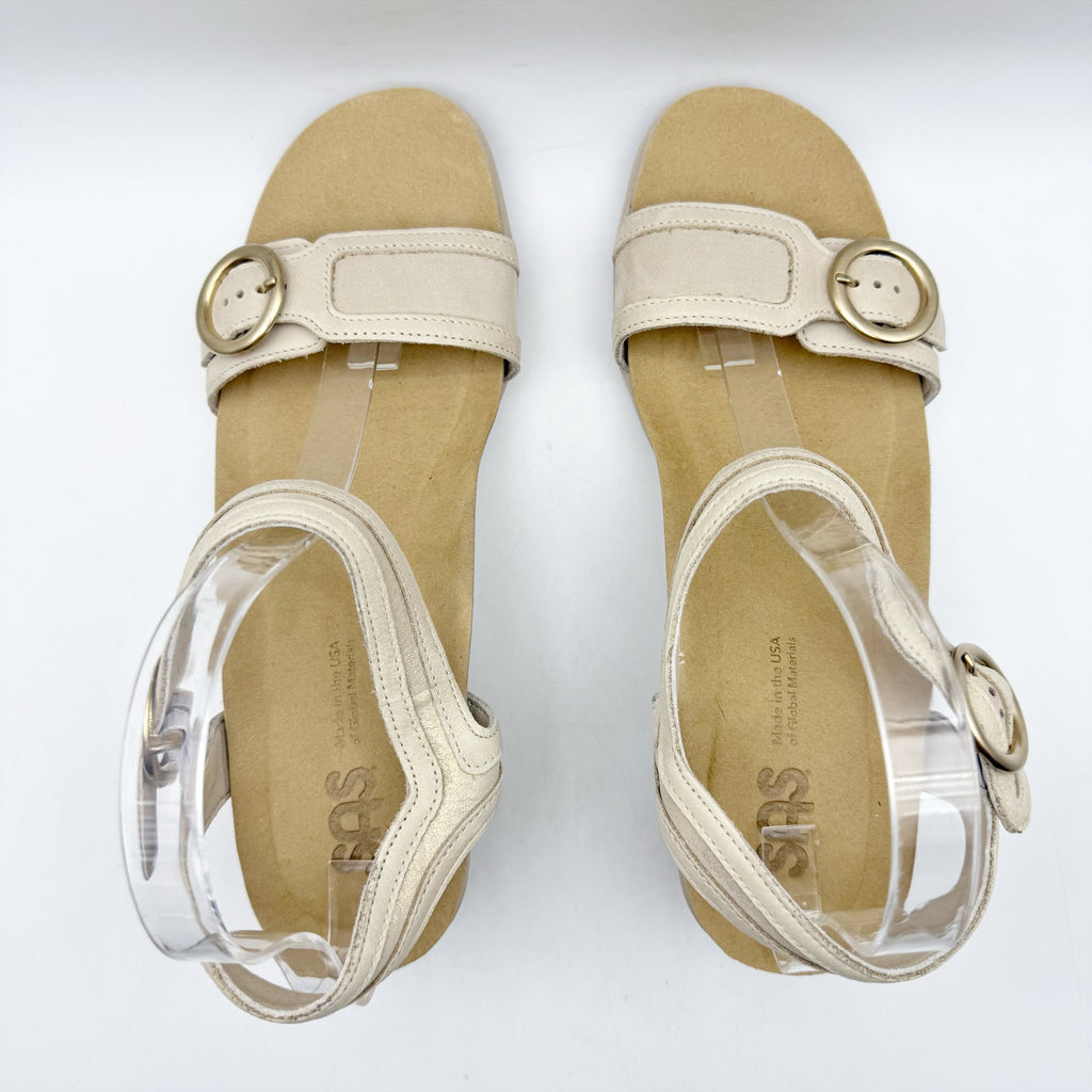 SAS Womens Seight Wedge Sandals Size 9 Narrow Gold Beige Leather NIB