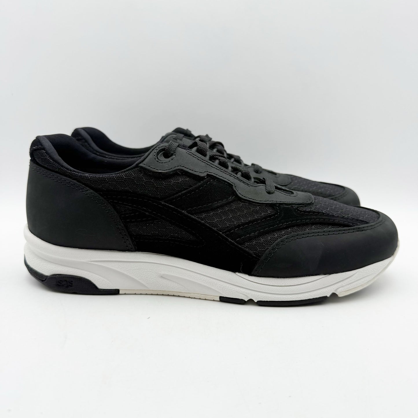 SAS Womens Tour Mesh Comfort Walking Sneaker US 9.5 Narrow Black Leather NIB