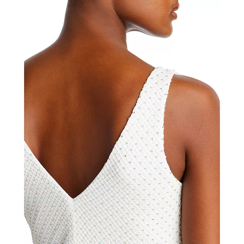 AQUA FORMAL Women's Rhinestone Embellished Fishnet Gown Size 12 Ivory NWT