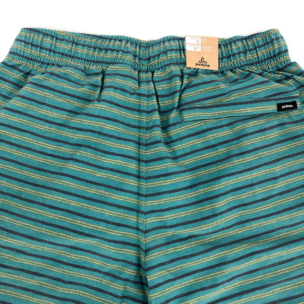PRANA Men's Metric Swim Short Small Blue Green Cove Stripe 8" Inseam NWT