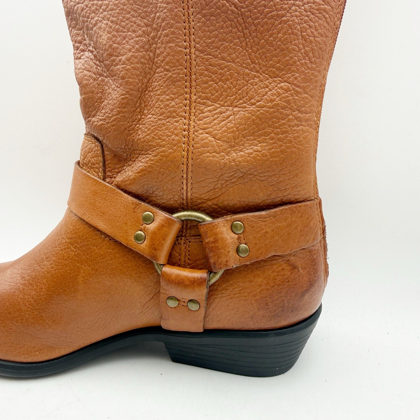 FRYE Girls Phillip Harness Tall Boots Size 3.5 Brown Leather NWOB