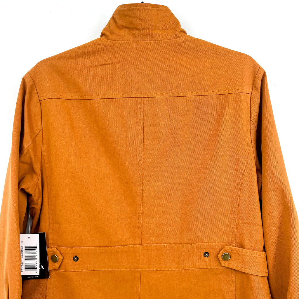 MO-KA BY SANTA FE APPAREL Jacket Small Orange Snap Button 100% Cotton NWT