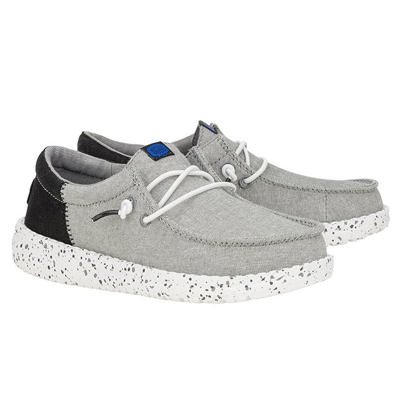 Hey Dude Kids Wally Funk Splatter Shoes US 4 EU 36 Grey Canvas NIB