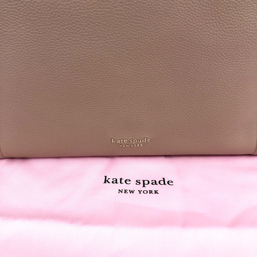 KATE SPADE Knott Large Tote Bag Tan Raw Pecan Shoulder Straps Leather NWT