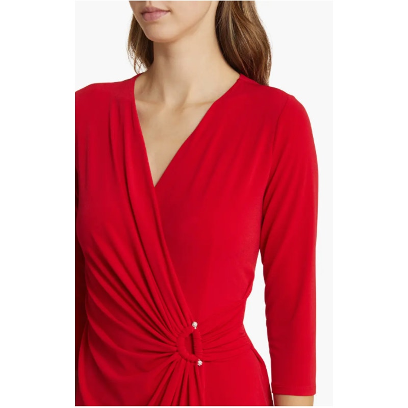 TOMMY BAHAMA Clara Faux Wrap Dress XL Tango Red Stretch Jersey Rhinestone NWT