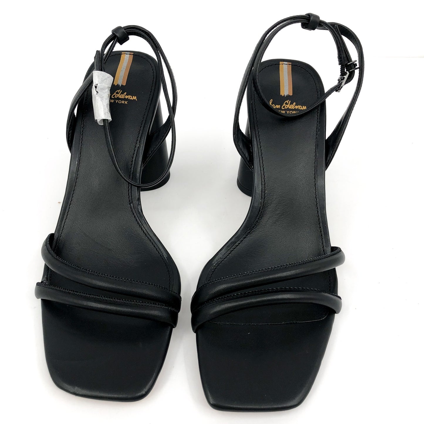 SAM EDELMAN Womens Kia Sandals 9.5 WIDE Black Block Heel Strappy Leather NWOB