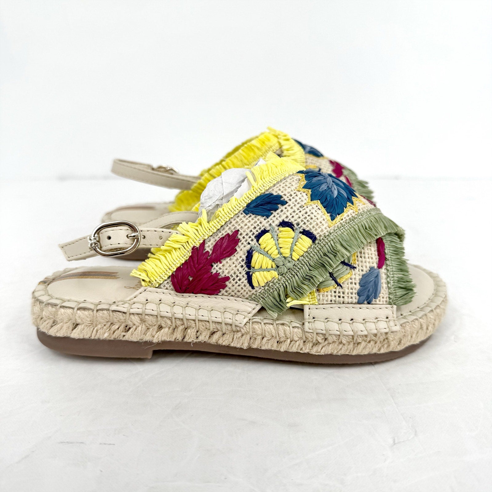 Sam Edelman Kids Kayden Slingback Sandal US 1 M Beige Multicolor Leather NIB