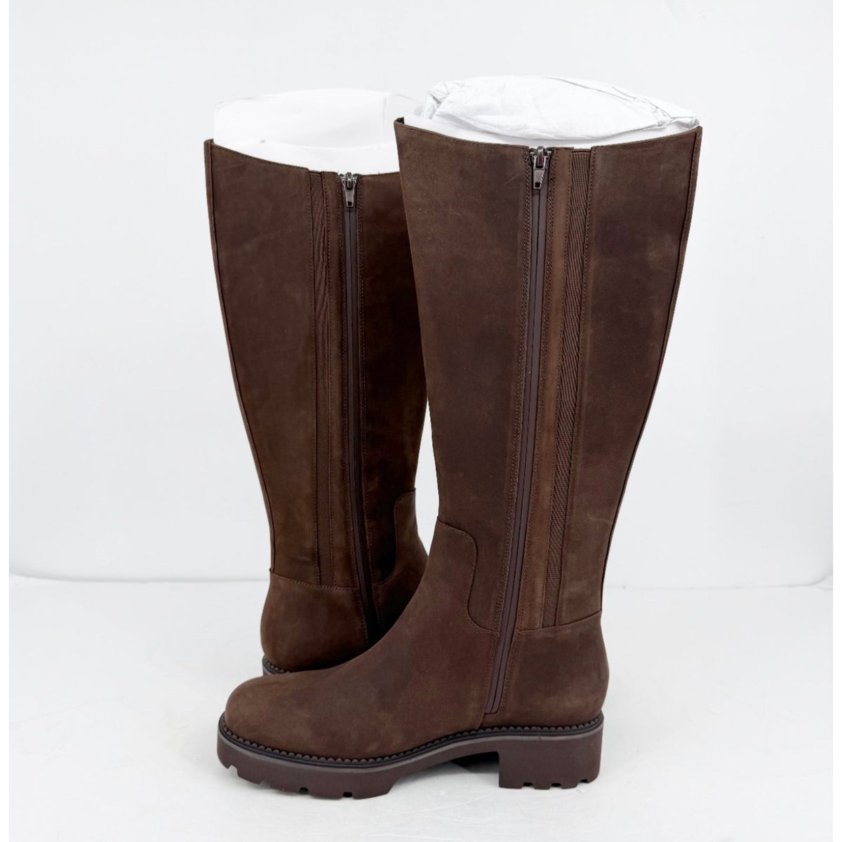 VIONIC Womens Fallbrook Knee High Boots Size 8.5M Wide Calf Brown Leather NIB