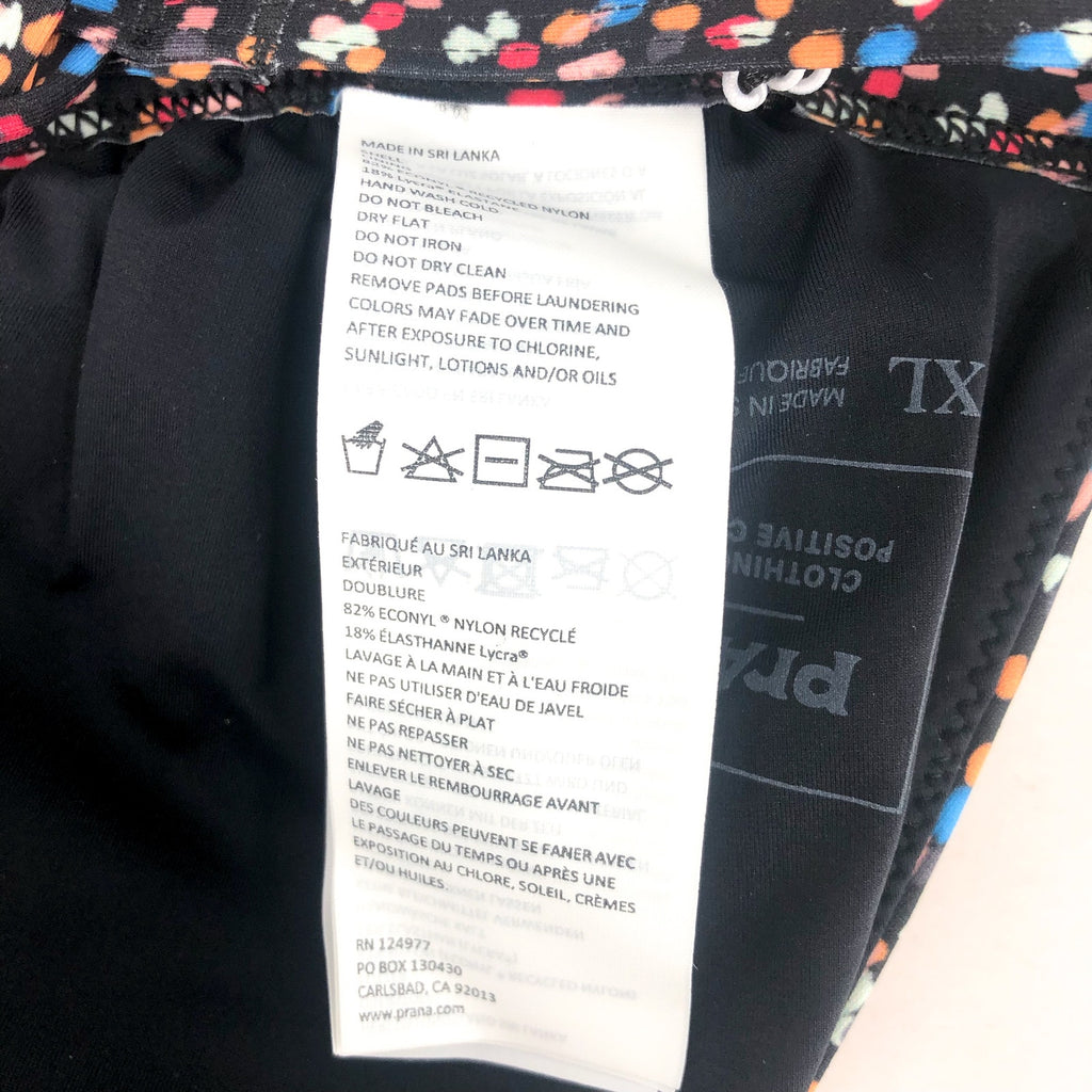 PRANA Women's Sunkissed Bikini Top XL Black Alotta Dots Stretch UPF 50+ NWT