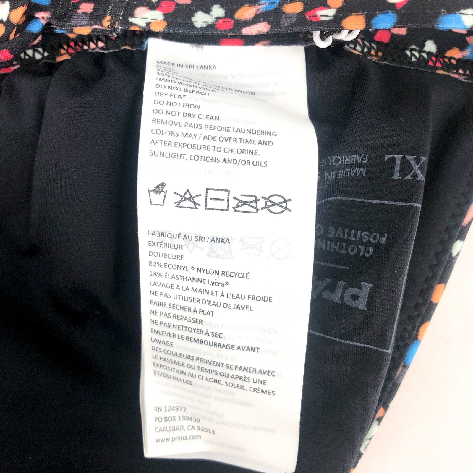 PRANA Women's Sunkissed Bikini Top XL Black Alotta Dots Stretch UPF 50+ NWT