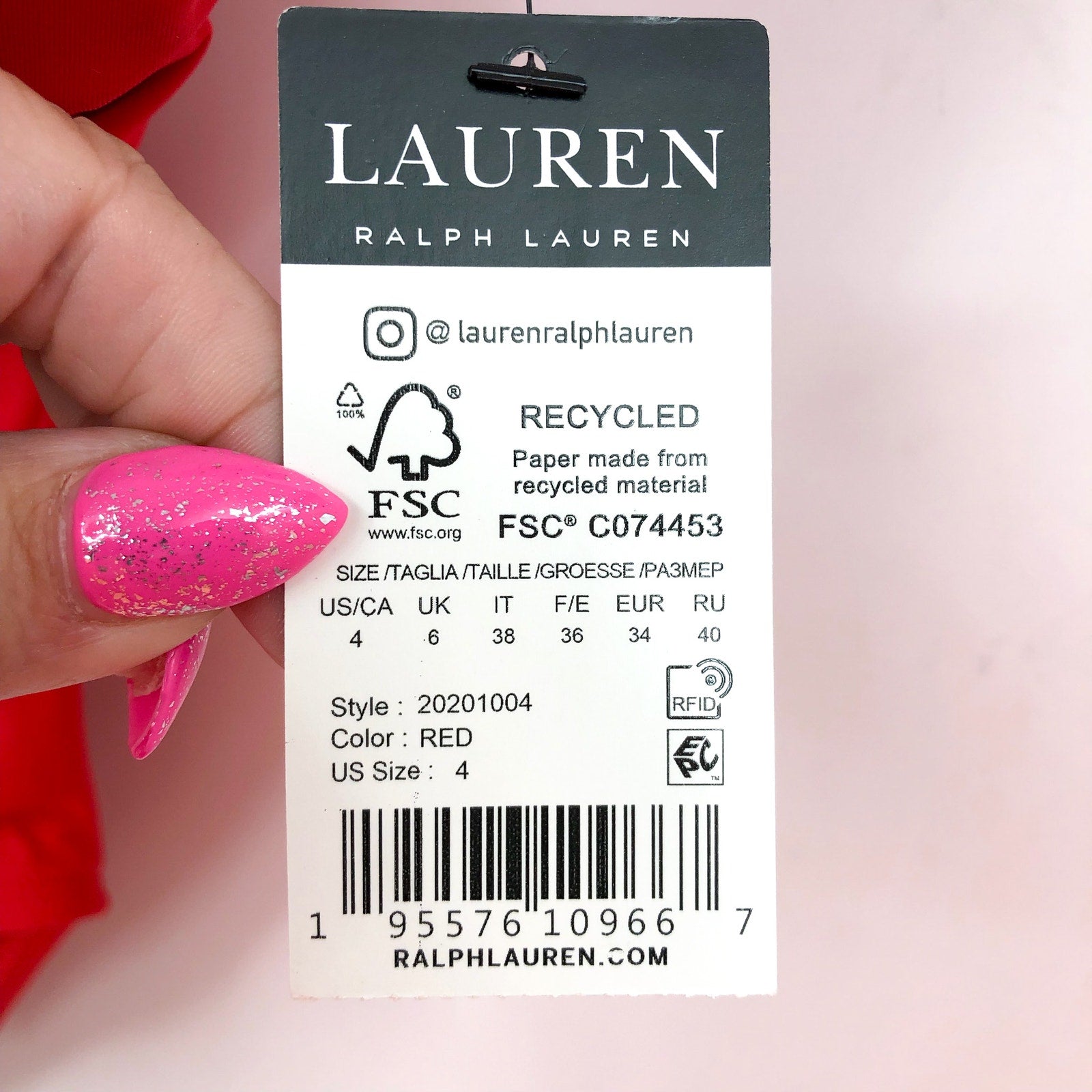 LAUREN RALPH LAUREN Double Strap One Piece Swimsuit Size 4 Red One Shoulder NWT