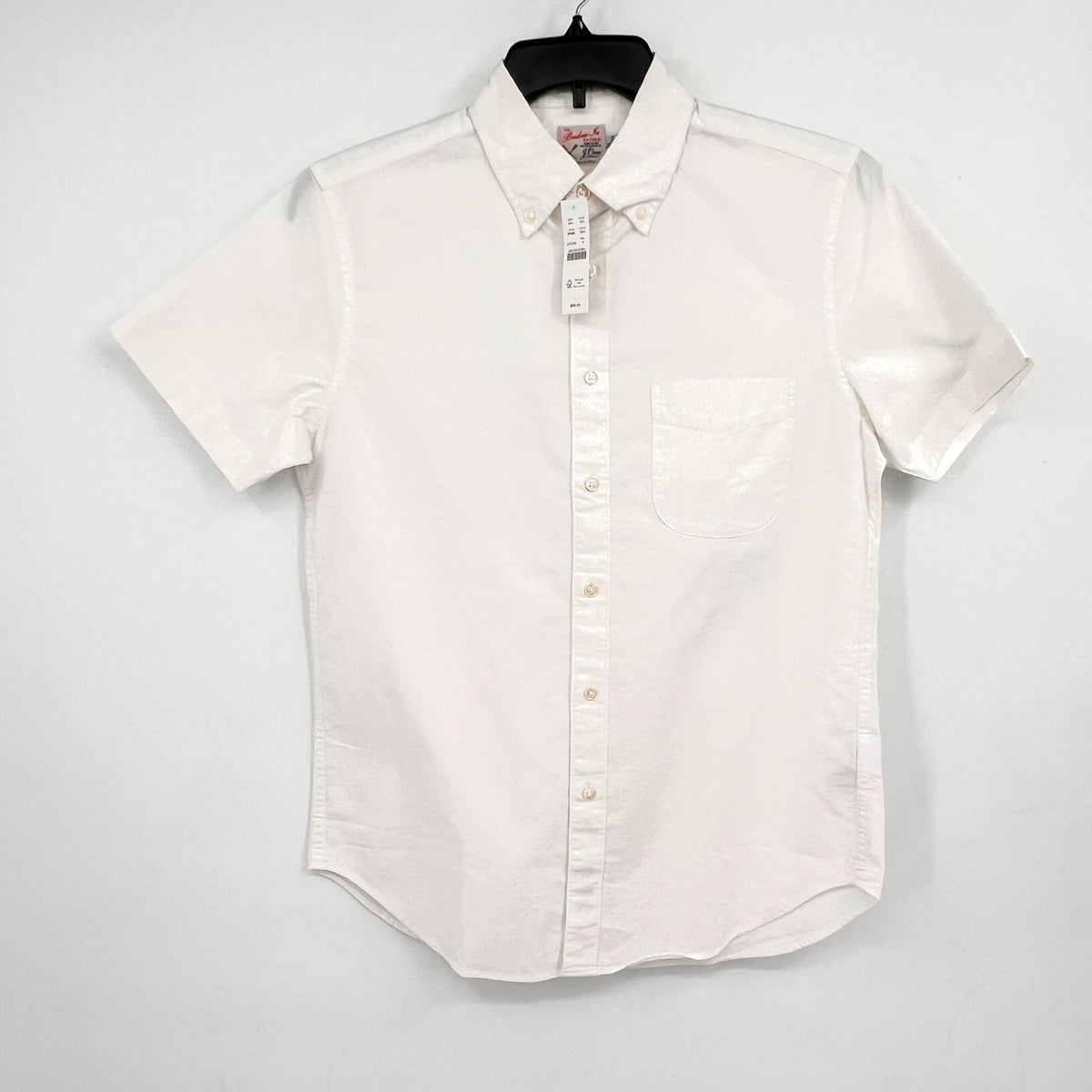 J.CREW Mens Broken-in Oxford Shirt Small White Short-sleeve Cotton BE986 NWT