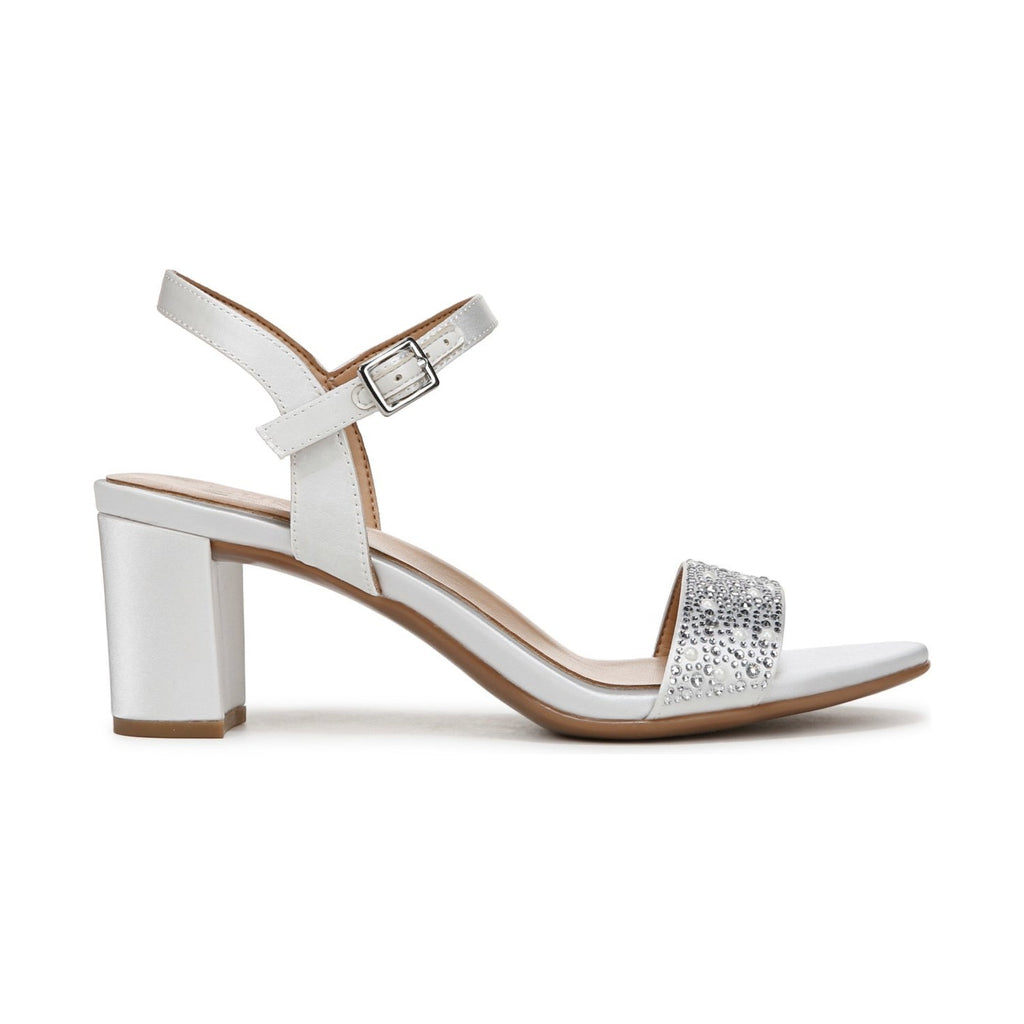 Naturalizer Womens Bristol Heeled Sandals Size 7 Pearl White Satin NWOB