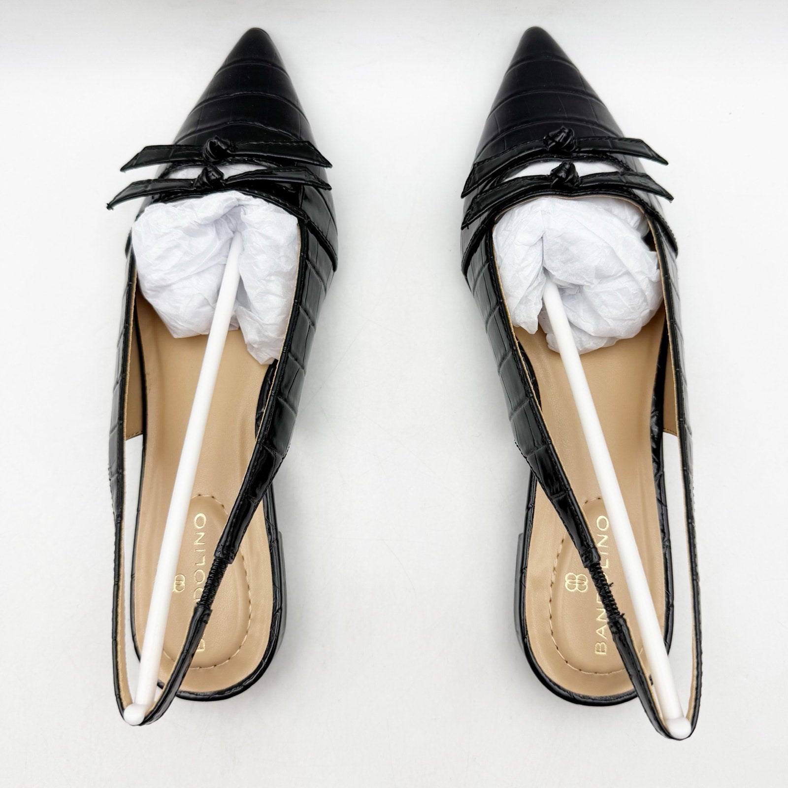Bandolino Womens Aleeza Flats US 6 M Black Croc Vegan Leather NIB