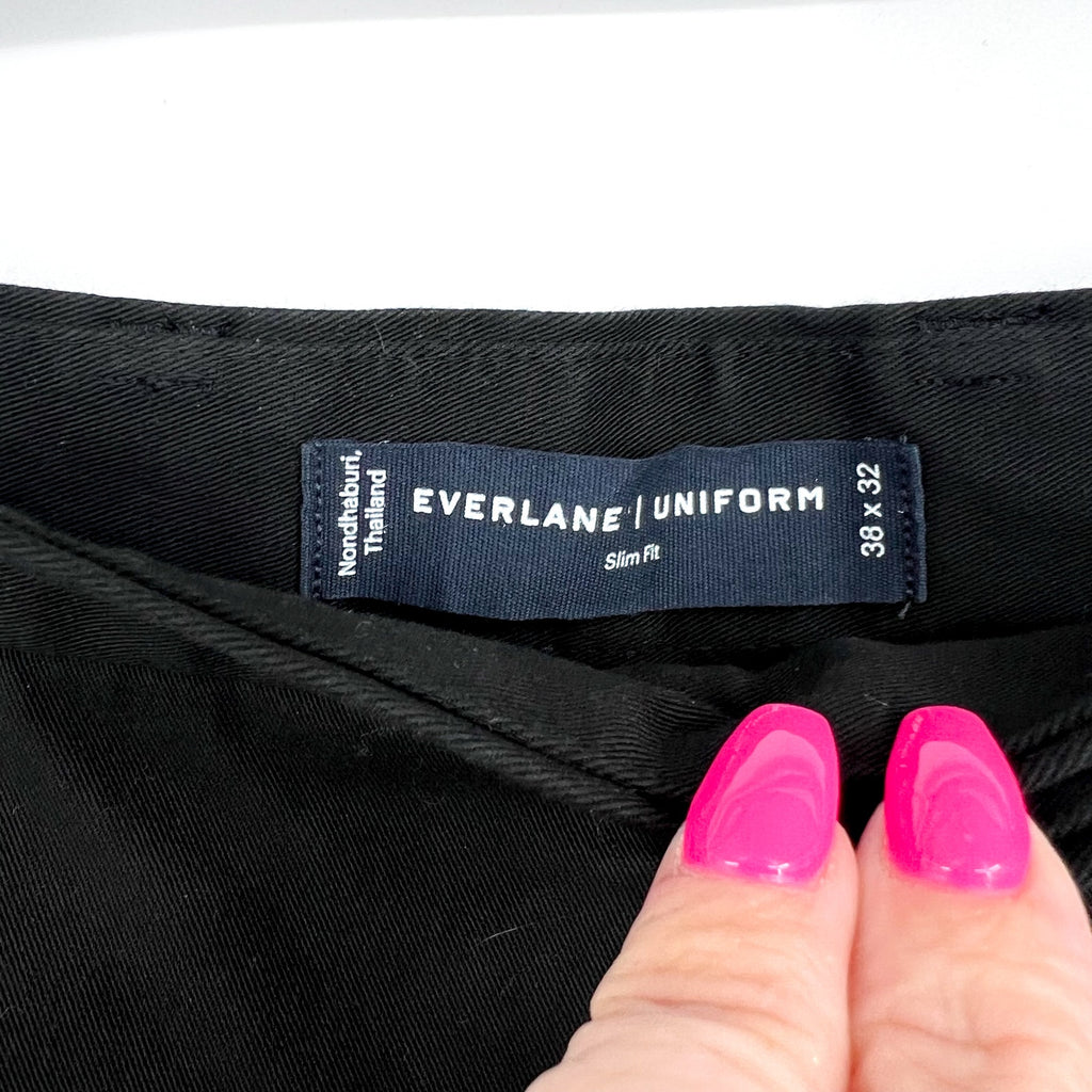 EVERLANE Men's Uniform Performance Chino Pants 38x32 Black Slim Fit NWT