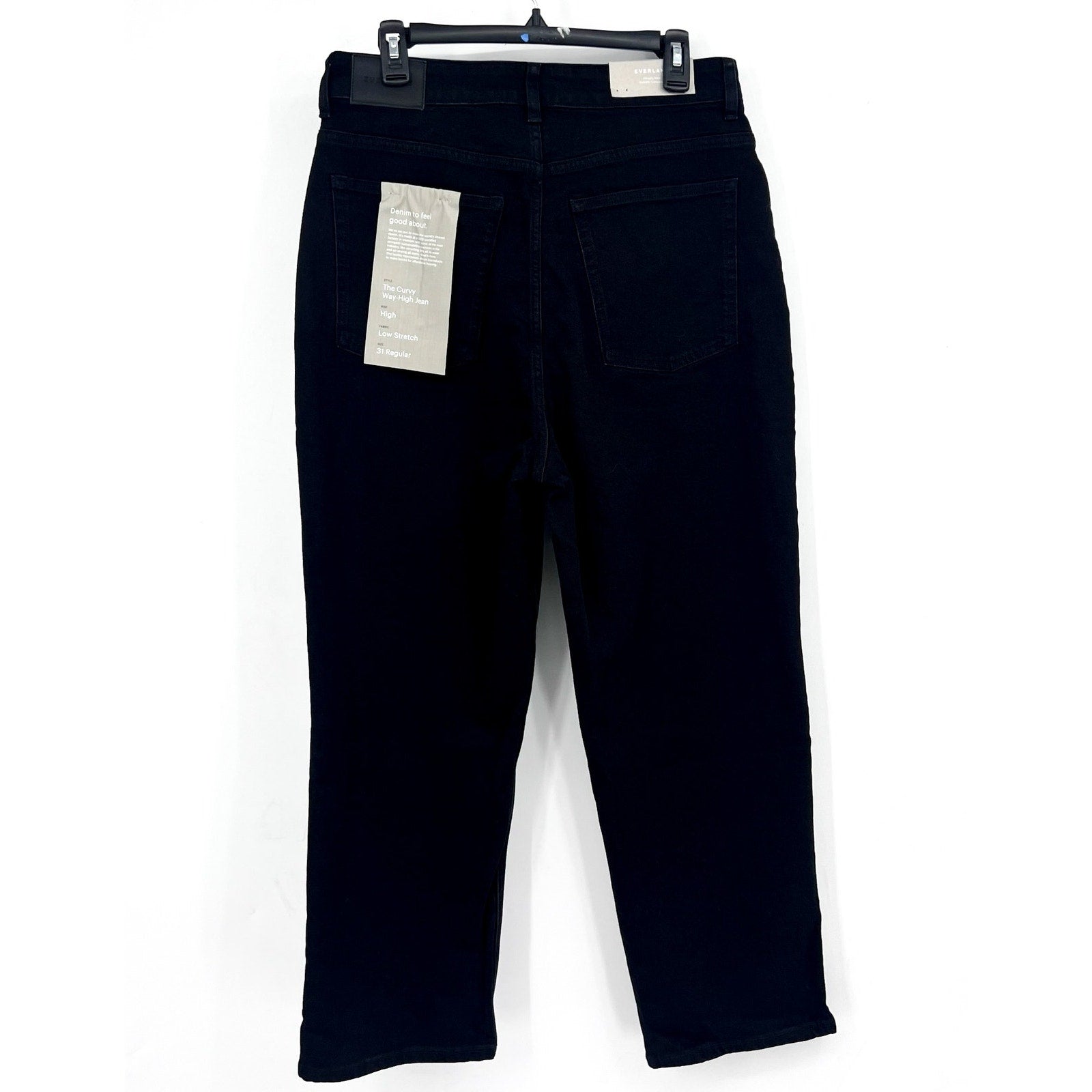 EVERLANE Women's The Curvy Way High Jeans 31x27 US 12 Black Organic Cotton NWT