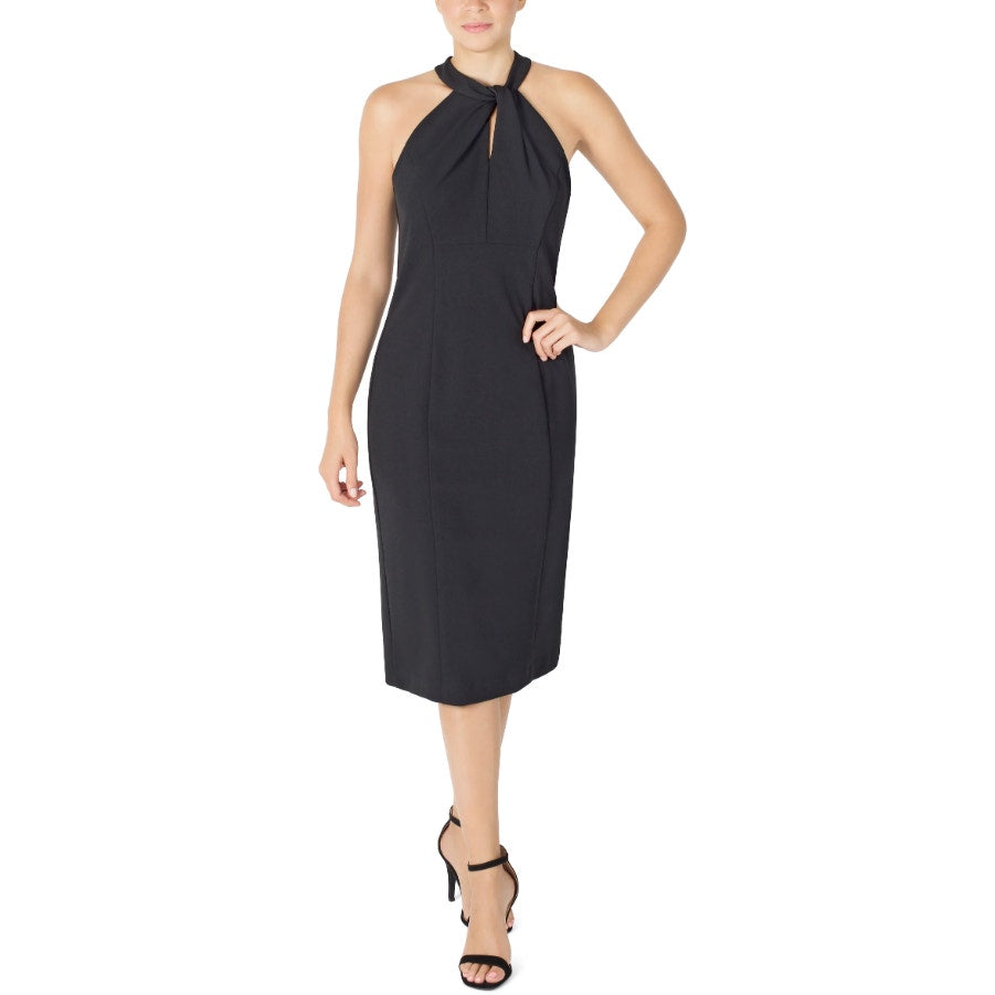 JULIA JORDAN Women's Twist Halter Sheath Dress Size 14 Black Sleeveless NWT