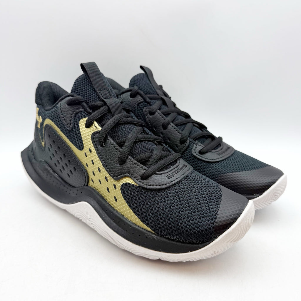 Under Armour Boys GS Jet '23 Basketball Athletic Shoes 4 Youth Black Gold NWOB