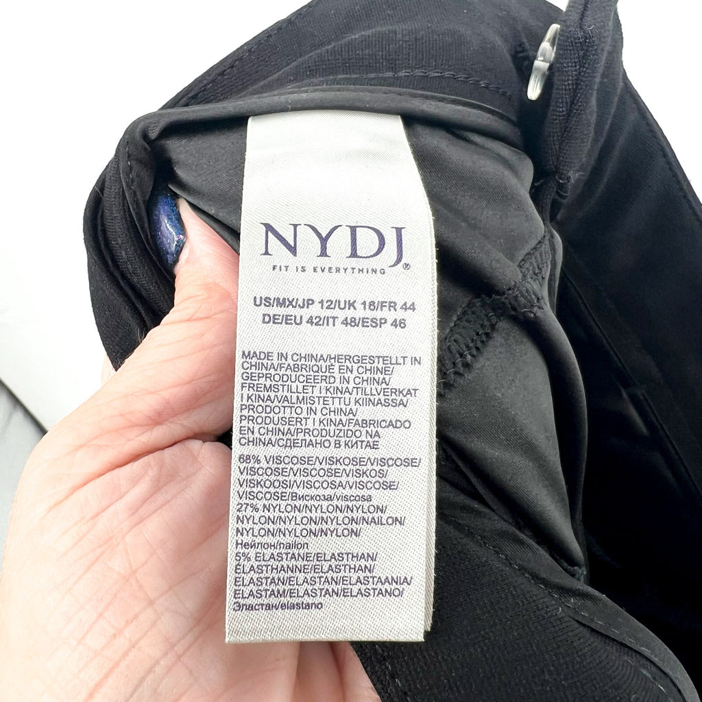 NYDJ Women's Slim Trouser Pants Size 12 Black Ponte Knit High Rise NWT