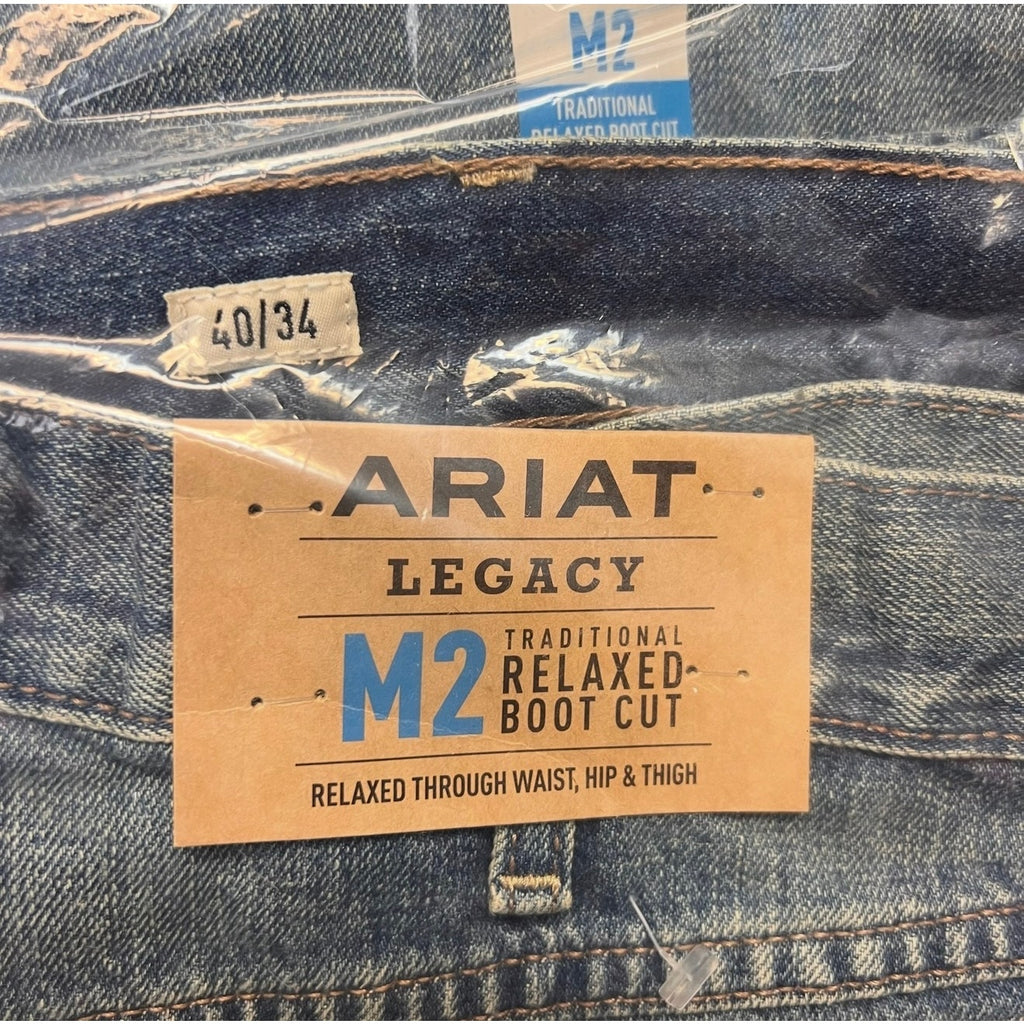 ARIAT Mens M2 Relaxed Legacy Boot Cut Jeans 40x34 Blue Wash Granite NWT