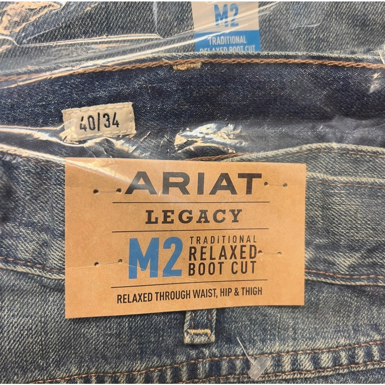 ARIAT Mens M2 Relaxed Legacy Boot Cut Jeans 40x34 Blue Wash Granite NWT