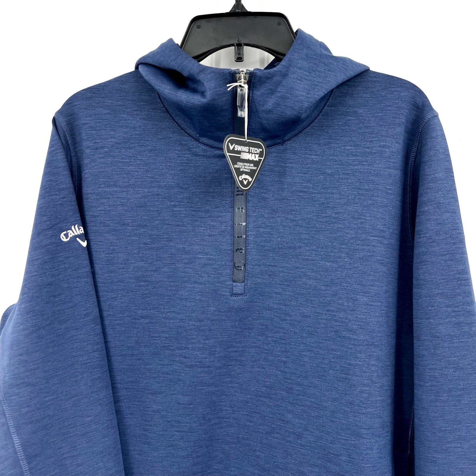 Callaway Mens Aquapel Quarter Zip Golf Hoodie Medium Navy Blue Sweatshirt NWT