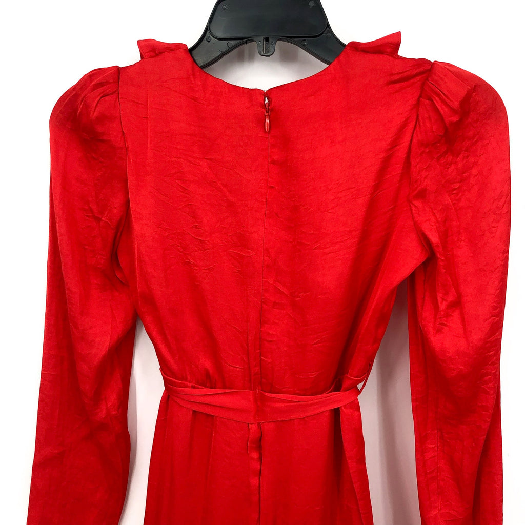 BARDOT Girl's Winona Wrap Dress Size 14 Fire Red Long Sleeve Ruffle NWT