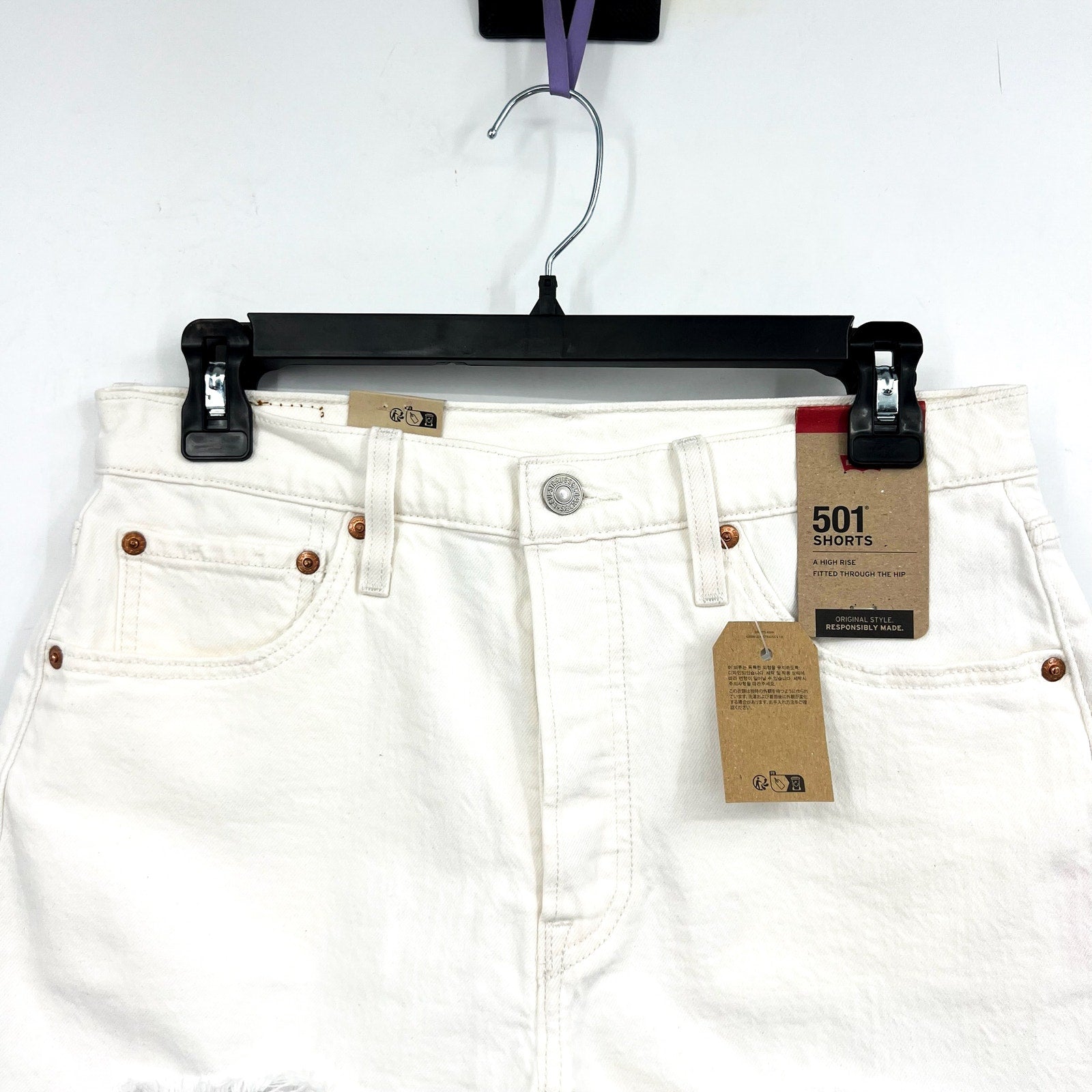 LEVI'S Womens 501 Original Fit Denim Shorts Size 29 US 8 White 56327-0248 NWT
