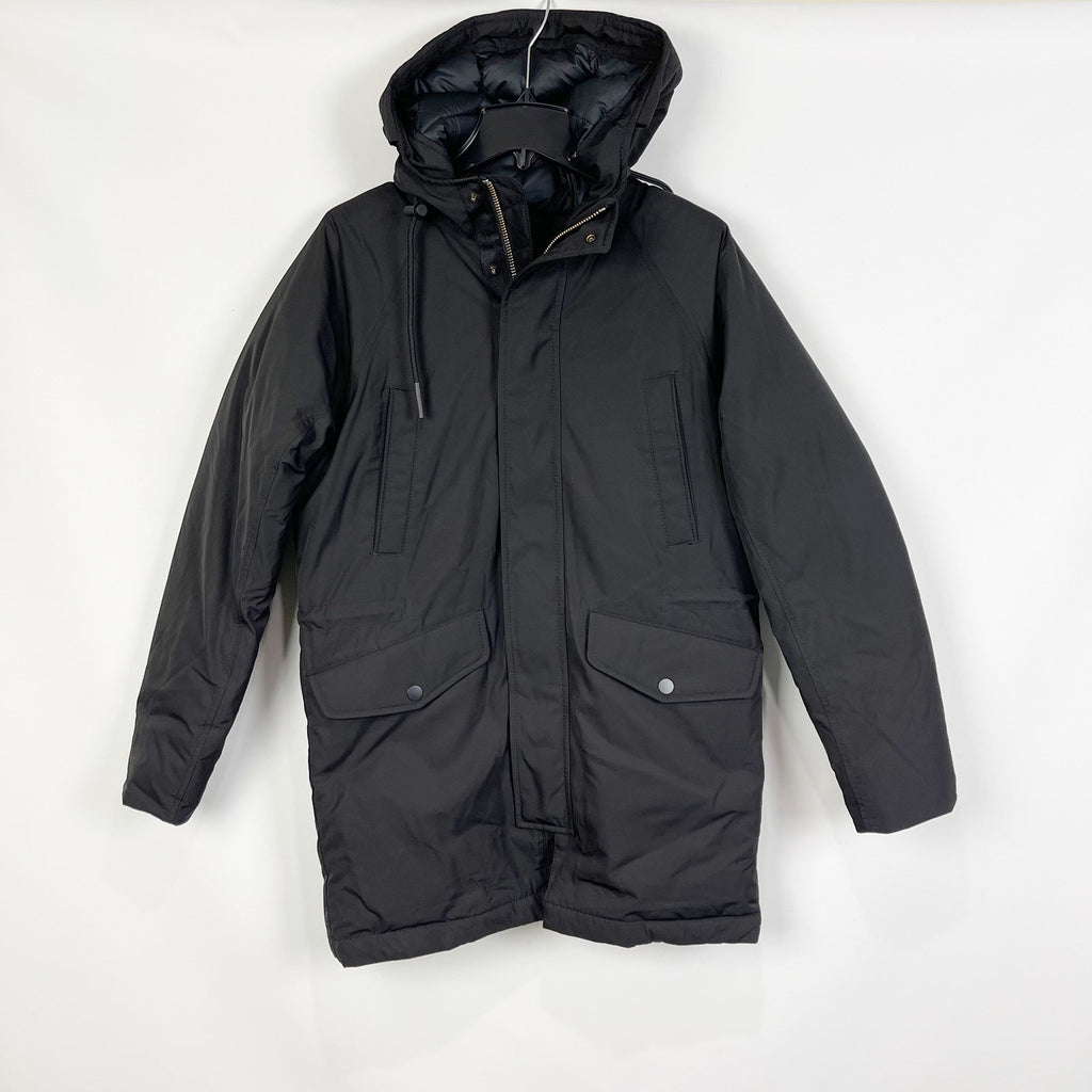 Everlane Mens The Renew Long Parka Coat XS Black Primaloft Hood Extra Heavy NWT
