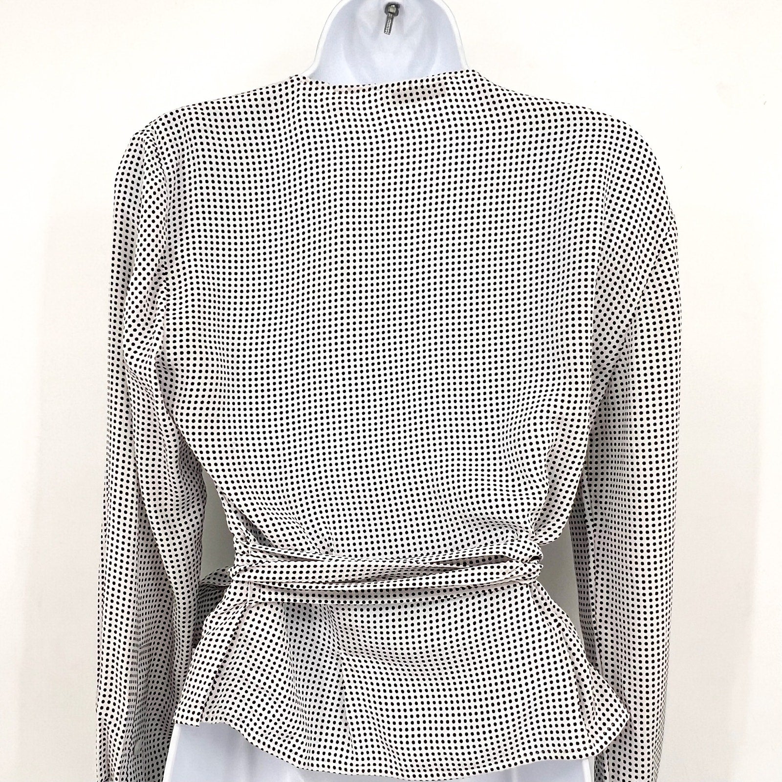 EQUIPMENT Women's Cenna Wrap Blouse Medium White Black Polka Dot Silk NWT