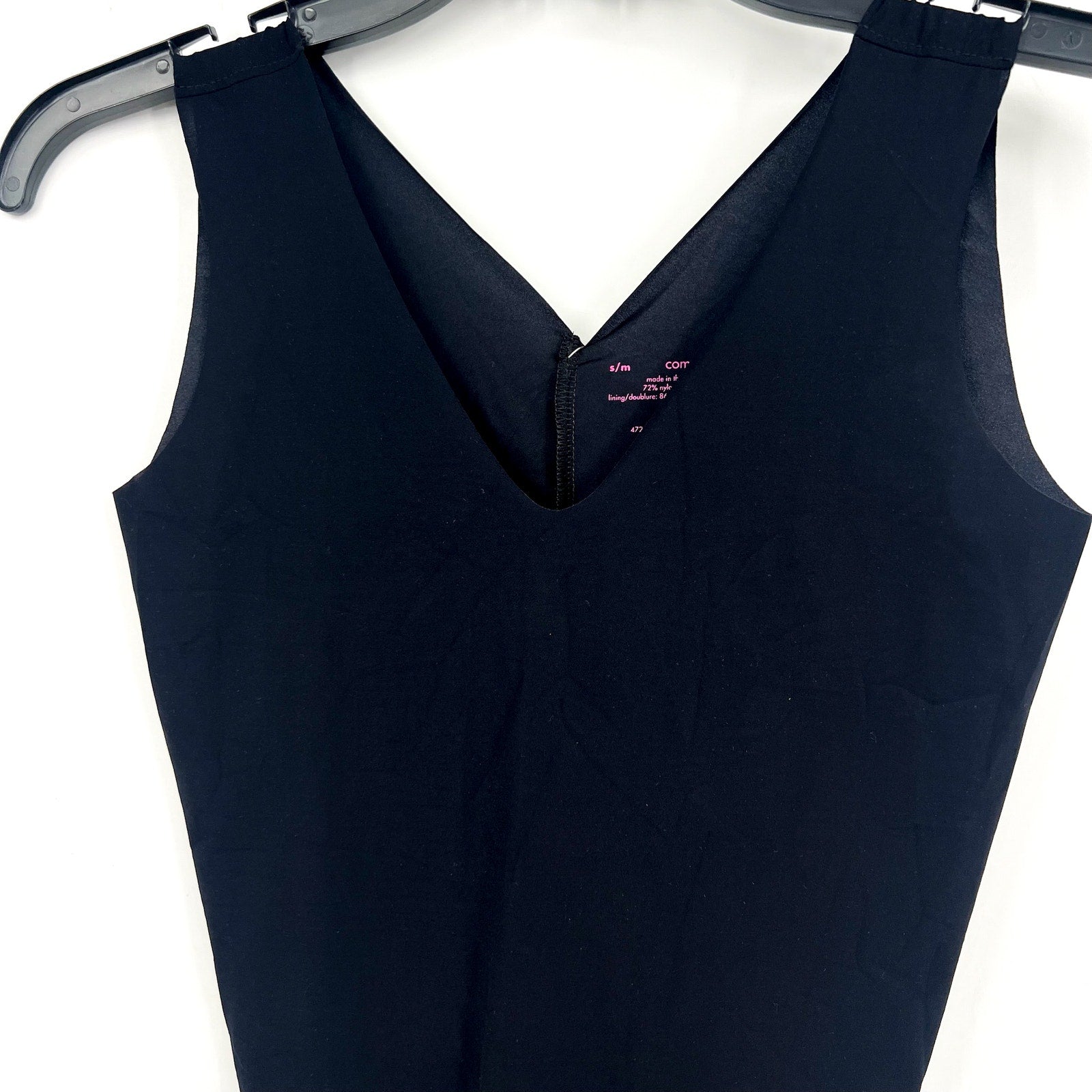 COMMANDO Women's Whisper Tank Bodysuit Small Medium Black V Neck NWT