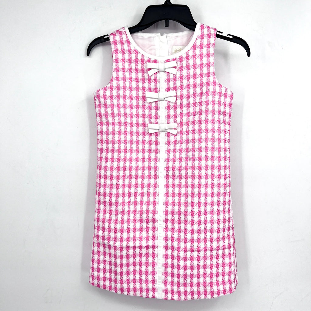 LILLY PULITZER Girls Aria Shift Dress Size 10 Rousseau Pink White Check NWOT