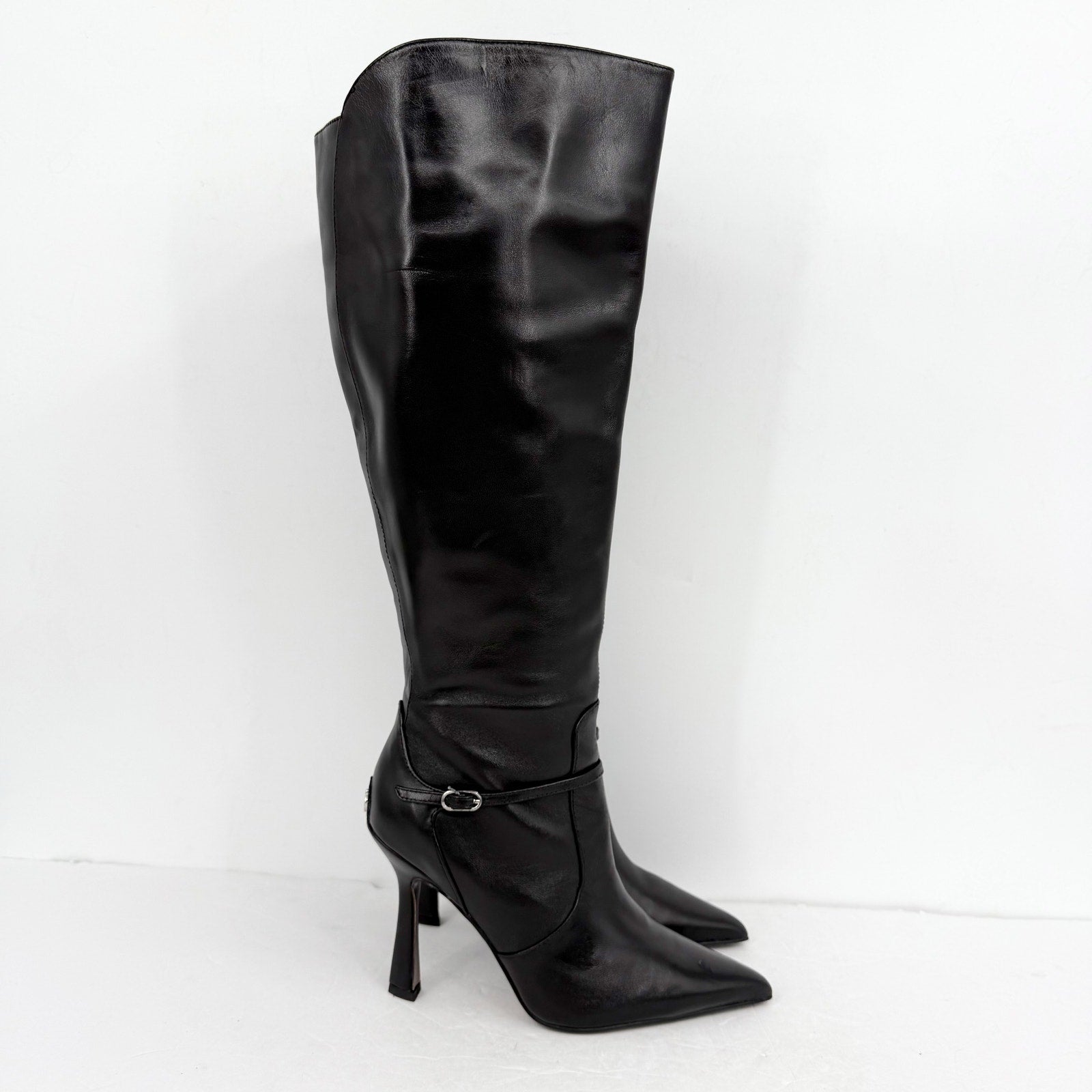 Sam Edelman Womens Elia Above Knee Boots US 6.5 M WIDE CALF Black Leather NIB