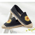 COLDWATER CREEK Womens Espadrille Flats Size 8 Wide Black Canvas Sunflower NWOB