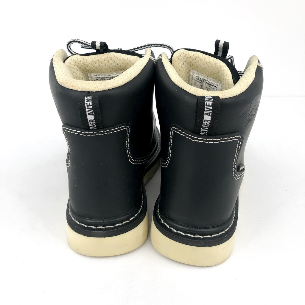 Avenger Womens 6" Moc Toe Work Boot Size 9.5 Black Comp Toe WP Wedge Sole NIB