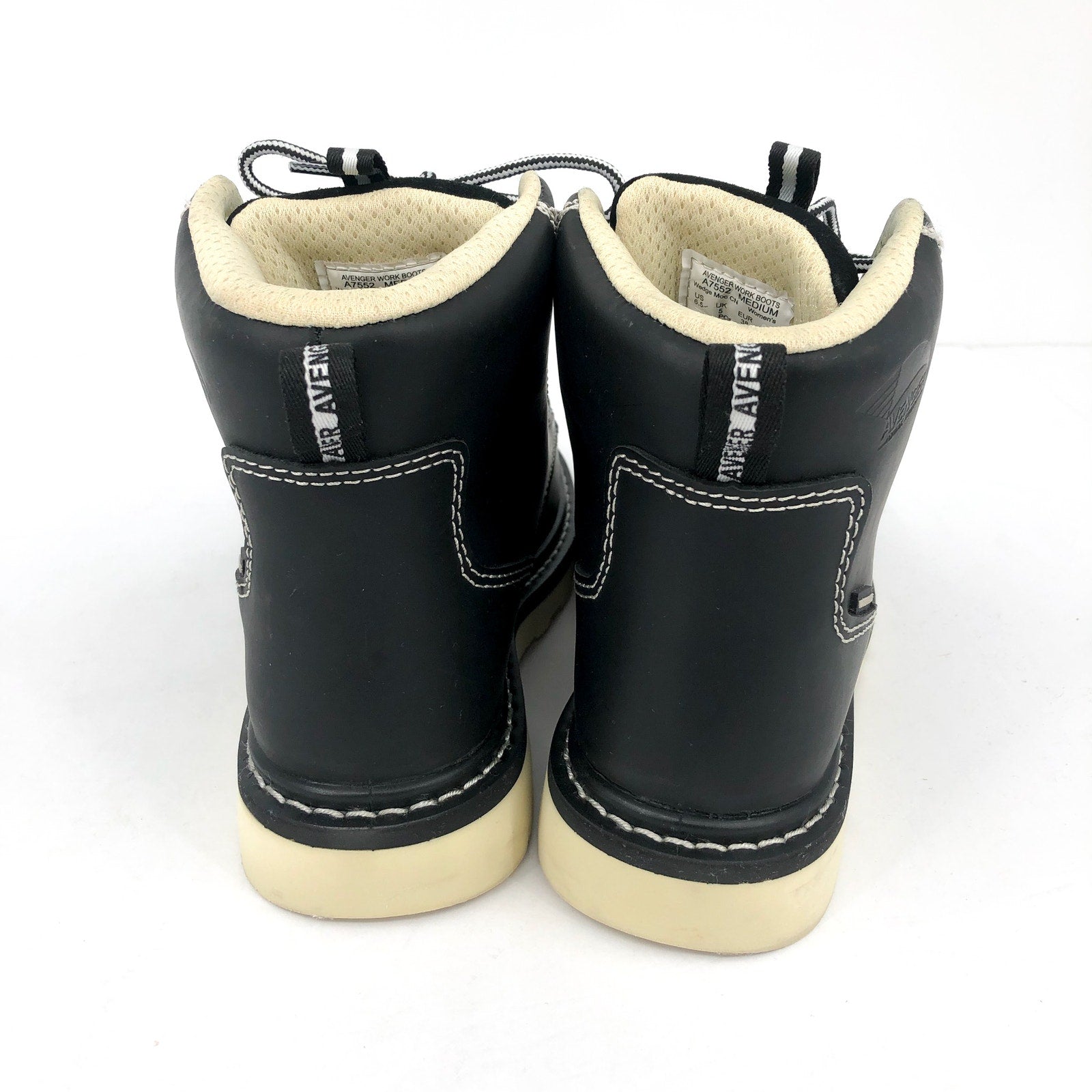 Avenger Womens 6" Moc Toe Work Boot Size 9.5 Black Comp Toe WP Wedge Sole NIB