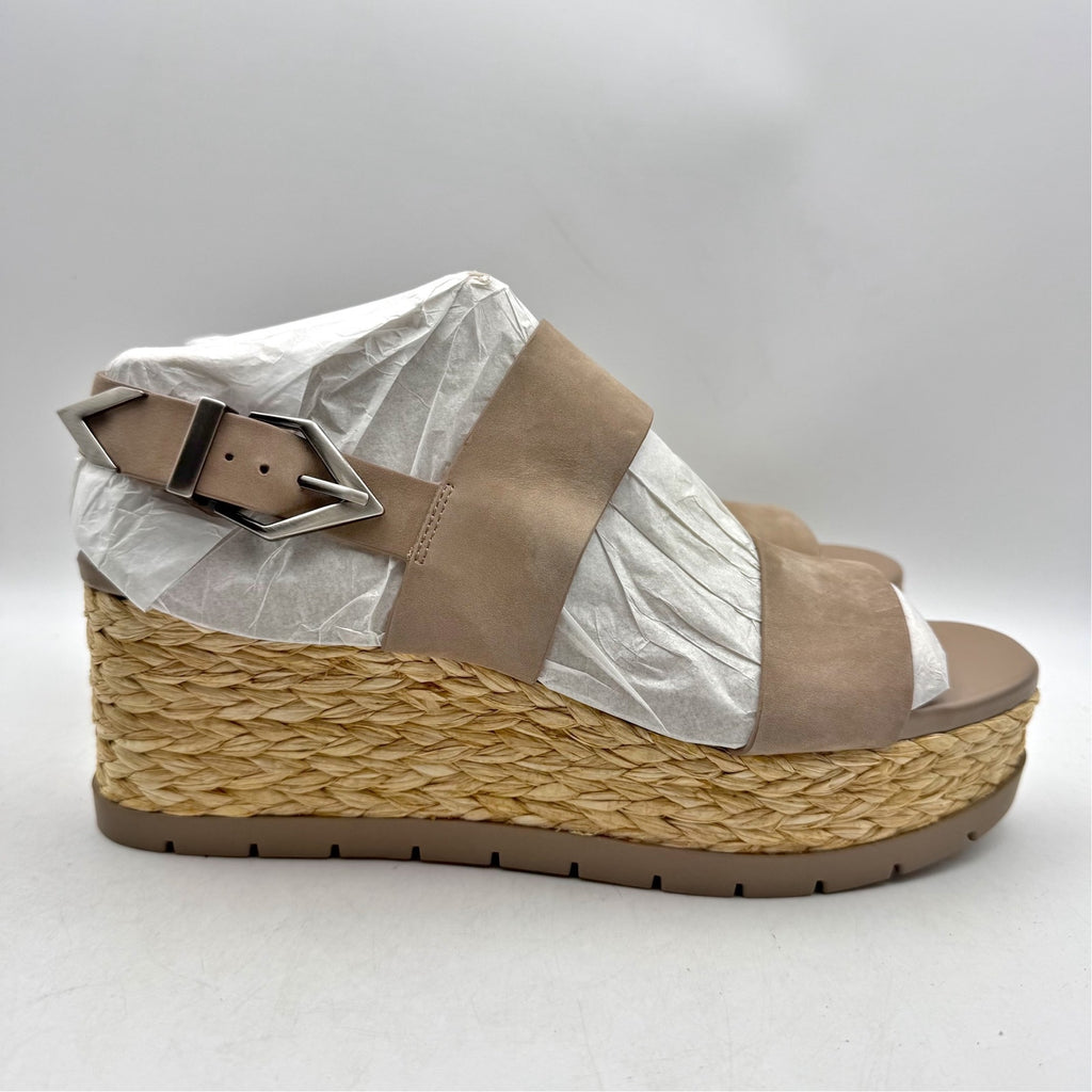 Vince Camuto Womens Maipelle Espadrille Wedge Sandals US 10 Taupe Leather NWOB
