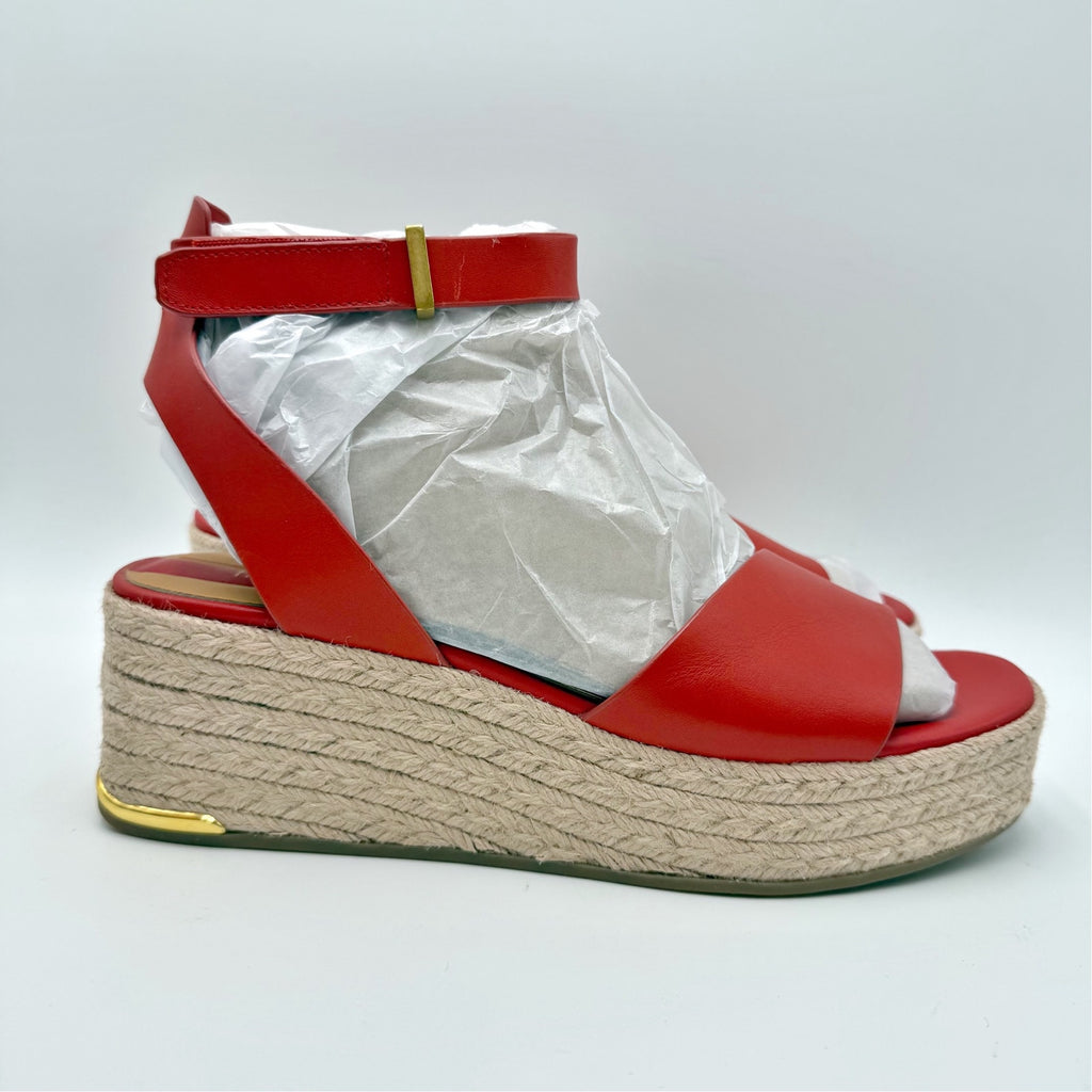 FRANCO Sarto Womens Tiffany Platform Espadrille Sandals Size 9 M Red Leather NIB