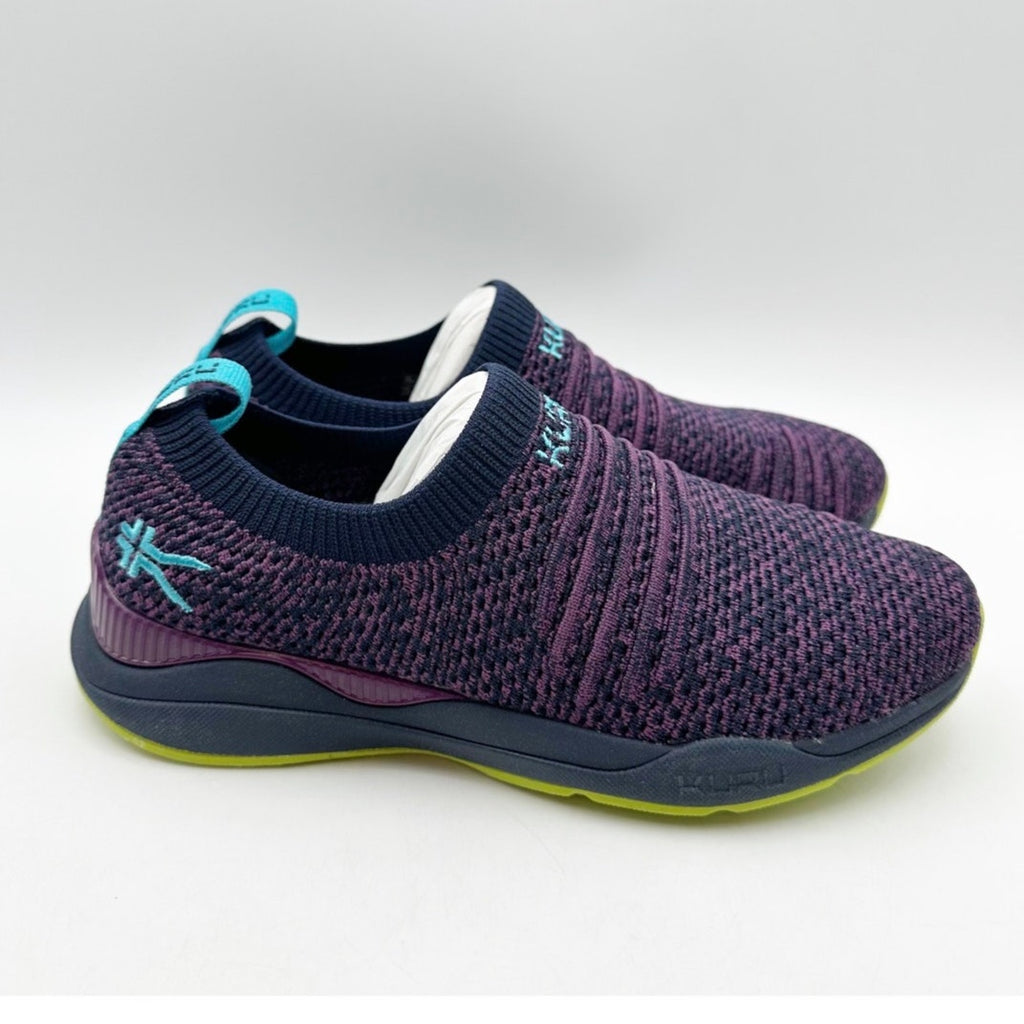Kuru Womens Stride Slip On Sneakers Size 5 WIDE EU 35 Purple Blue Knit NWOB