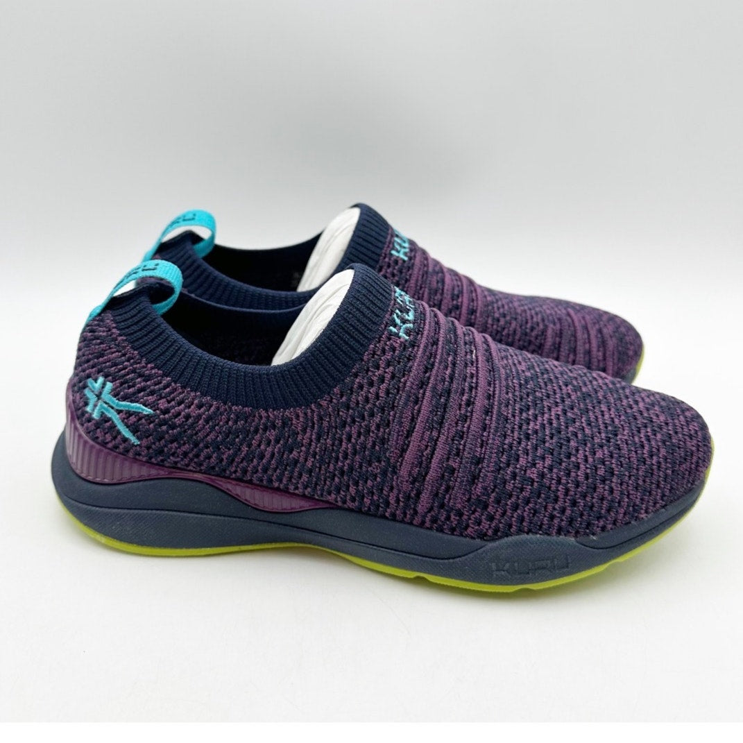 Kuru Womens Stride Slip On Sneakers Size 5 WIDE EU 35 Purple Blue Knit NWOB