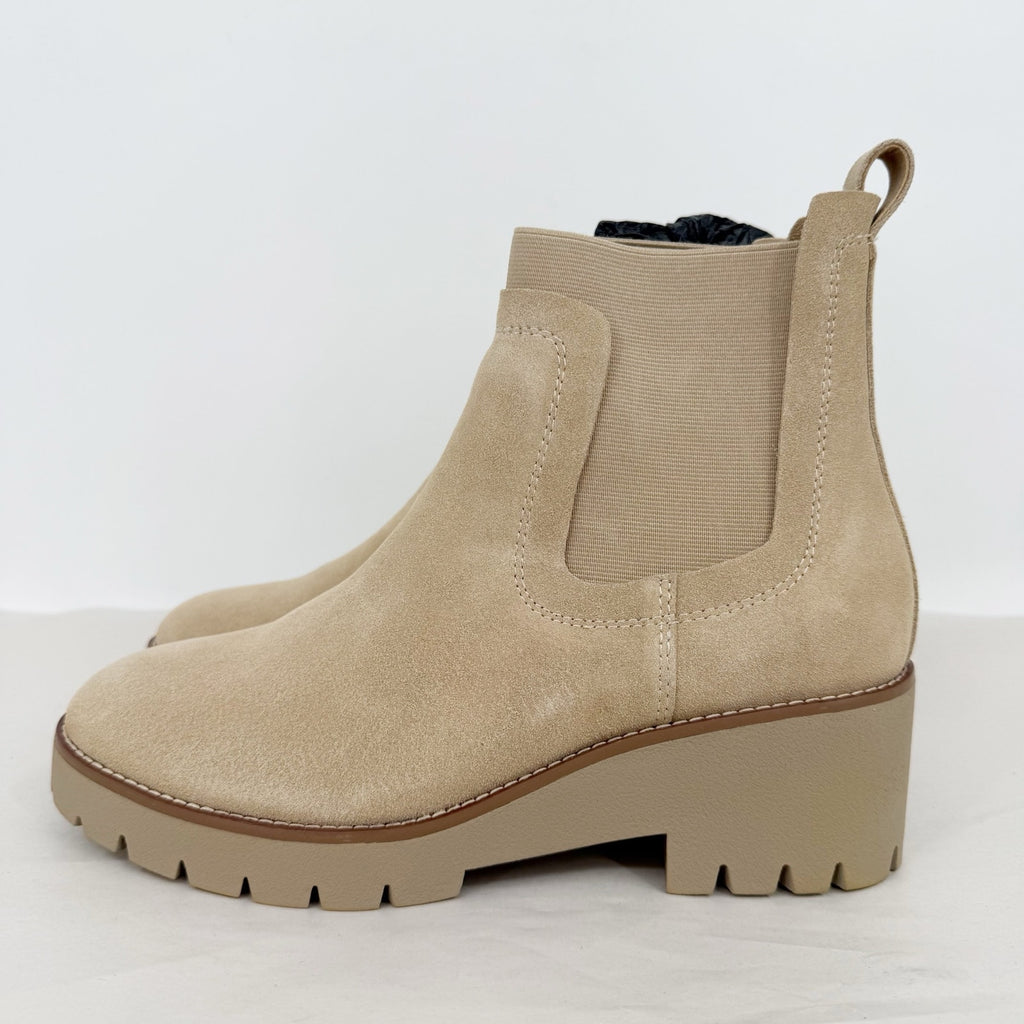 Blondo Womens Dyme Ankle Boots US 10 M Beige Sand Suede Waterproof NWOB