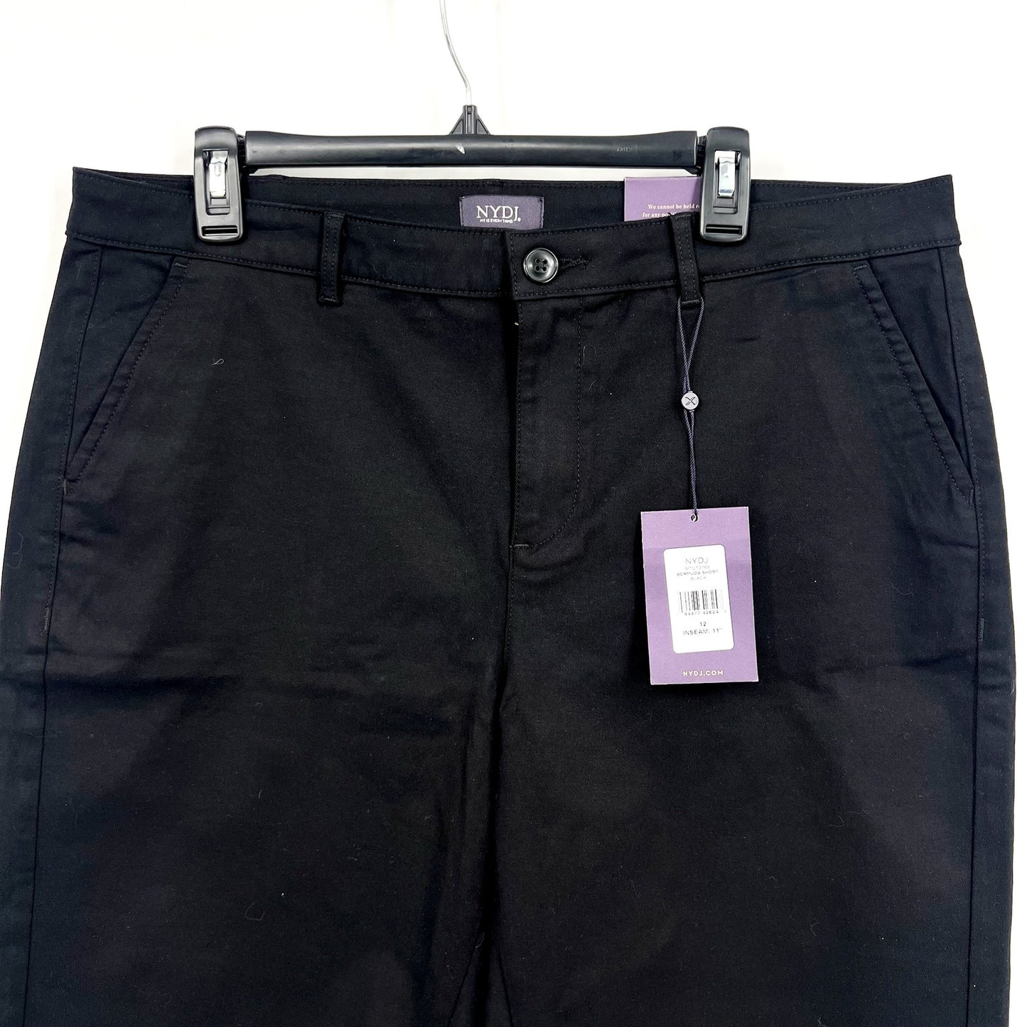 NYDJ Women's Bermuda Shorts Size 12 Black Stretch Twill Knee Length NWT