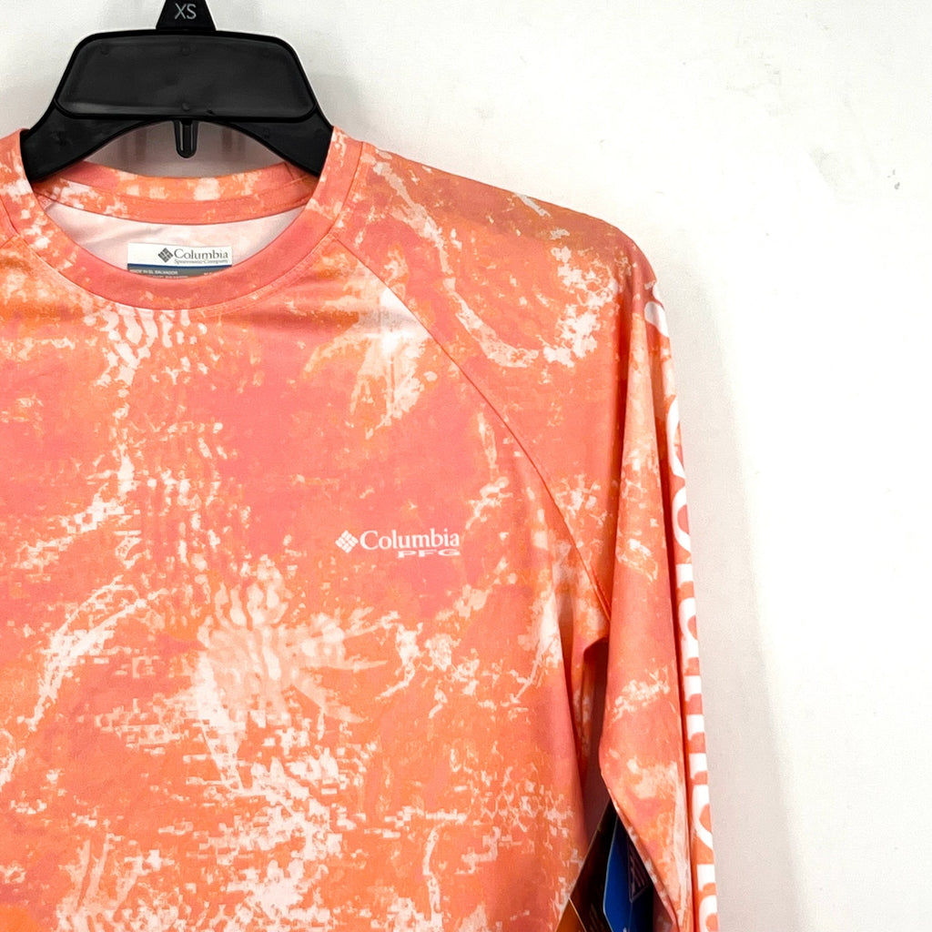 COLUMBIA Womens PFG Super Tidal Shirt XS Tiki Pink Print Long-Sleeve NWT