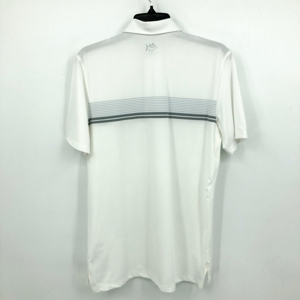 SOUTHERN TIDE Men Driver Wildwood Stripe Polo Shirt Small White Short Sleeve NWT