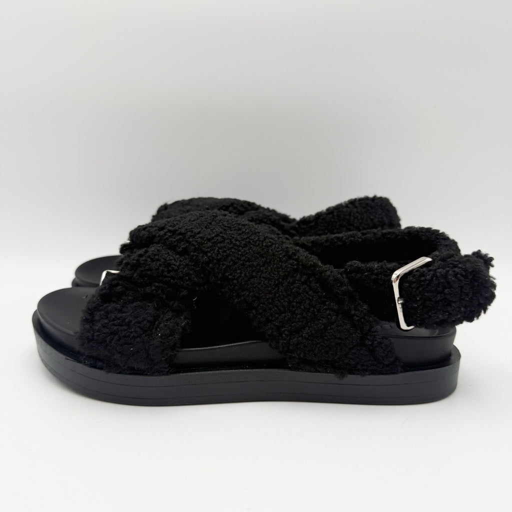 Aerosoles Womens Loma Slippers Size 6.5 M Black Vegan Shearling NIB
